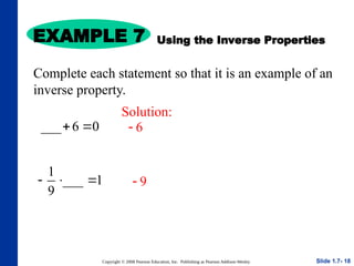 Examples For Inverse Property Comprehensive Guide to Properties of Real Numbers in Mathematics | PPT