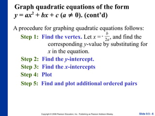 Comprehensive Guide to Graphing Quadratic Equations and Applications | PPT