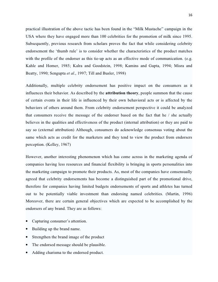 Dissertation on celebrity endorsement