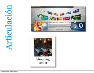 Articulación




                         Shopping
                          center

lunes 21 de mayo de 12
 