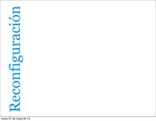 Reconfiguración




lunes 21 de mayo de 12
 