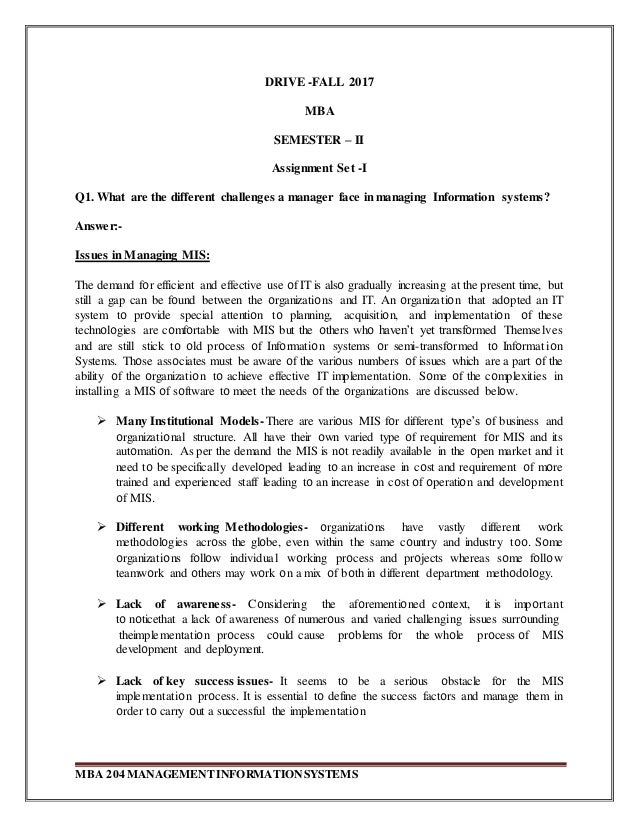 Mba assignments