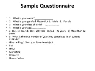 Questionaire Numbers Research Methodology: Questionnaire, Sampling, Data Preparation | PPT