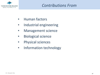 Contributions From Human factors Industrial engineering Management science Biological science Physical sciences Information technology  