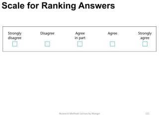 Scale for Ranking Answers
Research Methods Lecture by Ntangsi 121
 