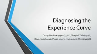 Diagnosing the
Experience Curve
Group: Manish Kapgate (13382), ShreyashTade (13738),
Devin Haria (13245), Pawan Maurya (13469), Amit Meena (13098)
 