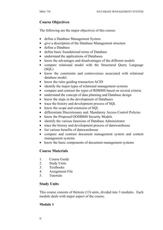 Mba 758 database management system | PDF