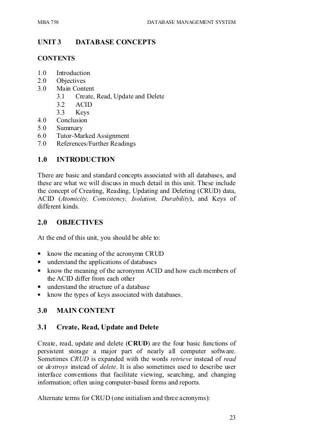 Mba Database mba 758 database management system Mba Database mba 758 database management system