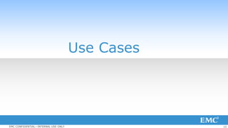 15EMC CONFIDENTIAL—INTERNAL USE ONLY
Use Cases
 
