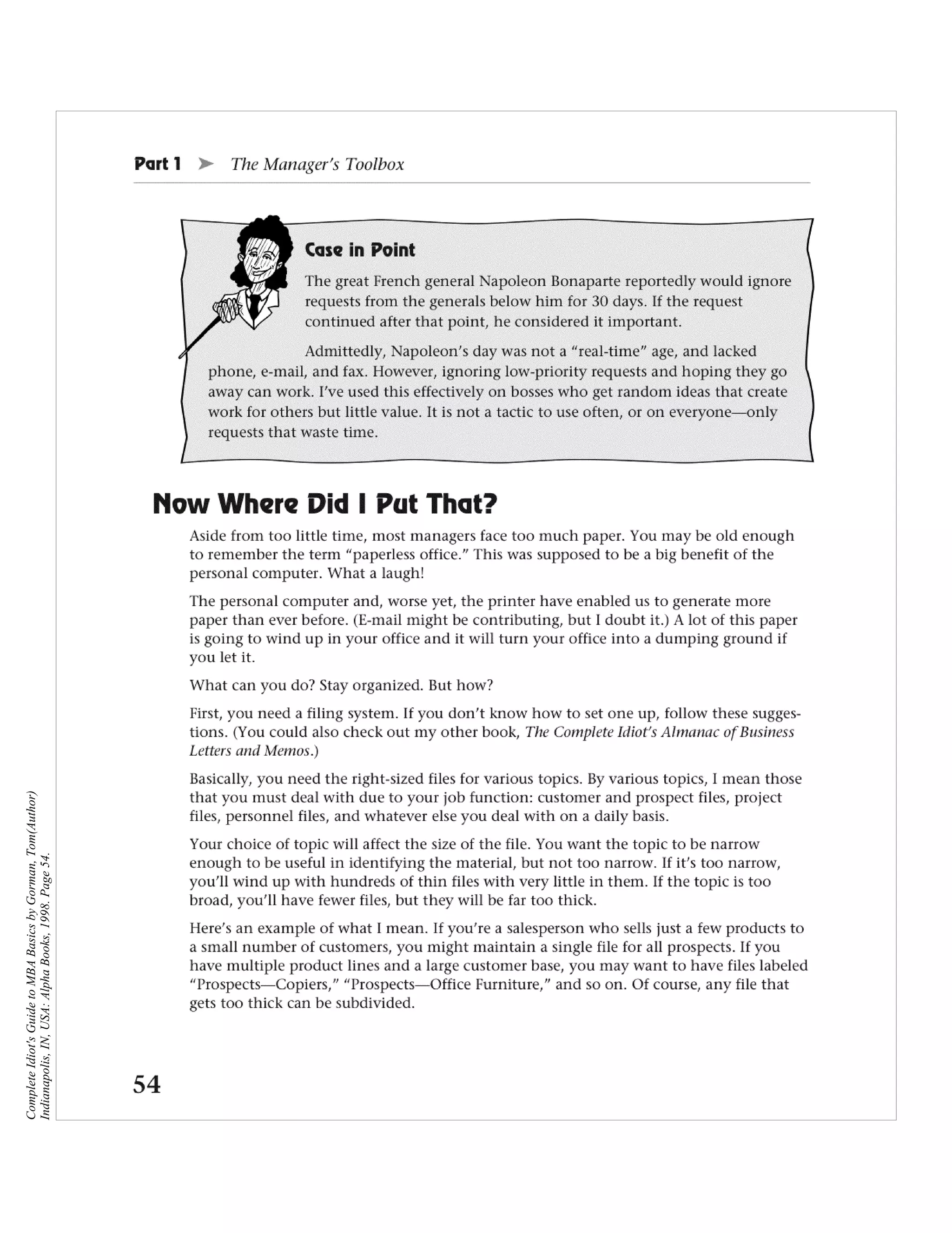 Complete Idiot's Guide to MBA Basics by Gorman, Tom(Author)
Indianapolis, IN, USA: Alpha Books, 1998. Page 54.
 