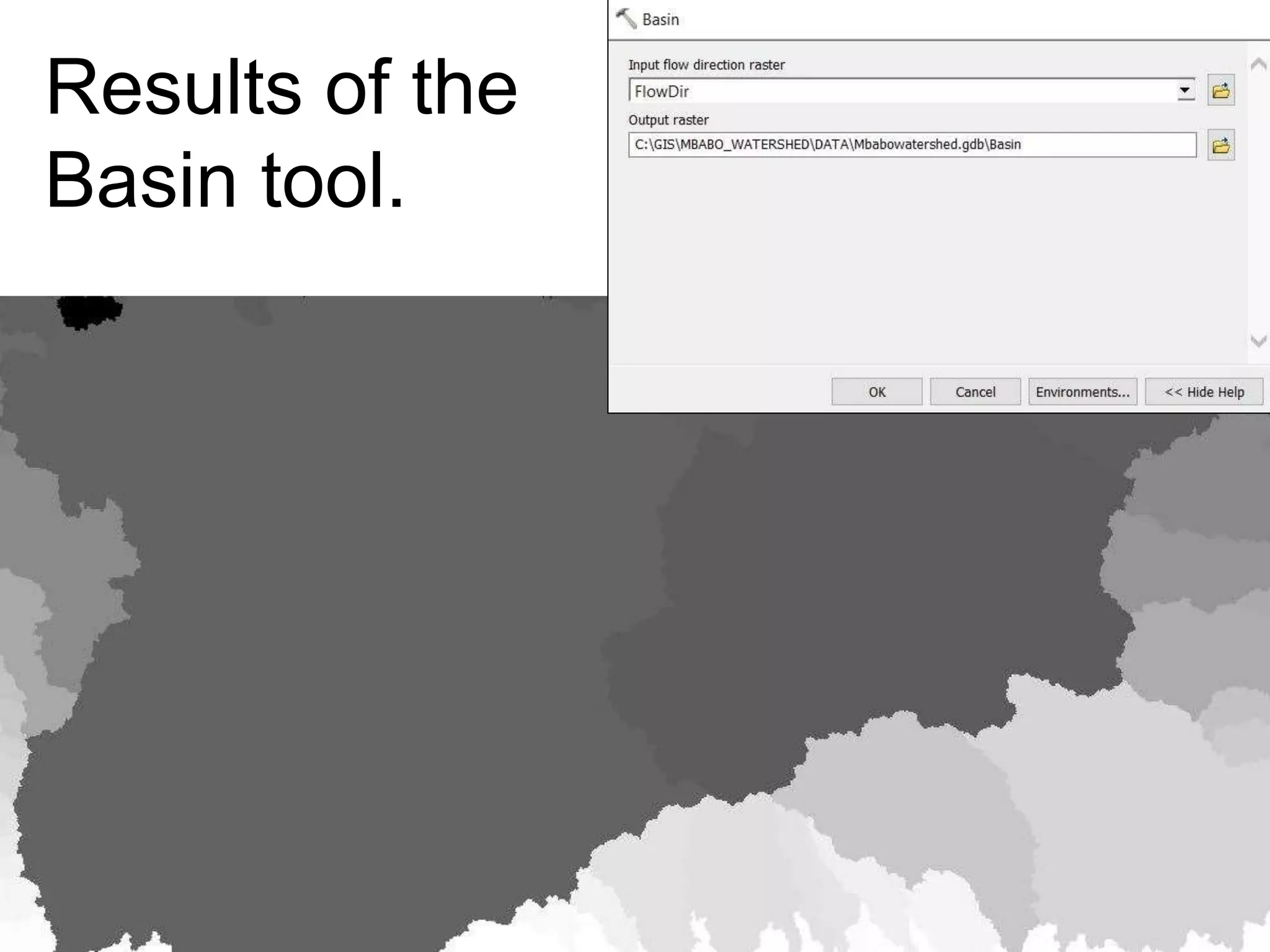Results of the
Basin tool.
 