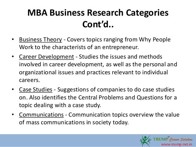 Topics for research paper in business