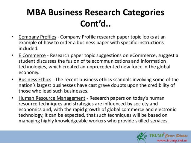 topics for research paper in business administration