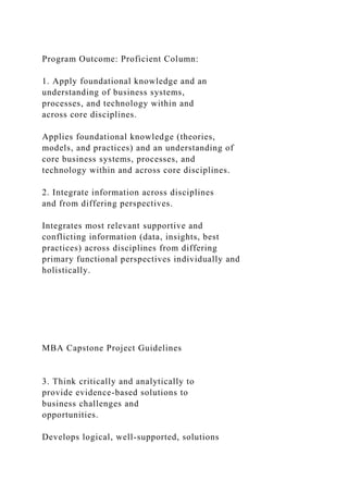 MBA Capstone Project Guidelines Throughout your MBA pro.docx