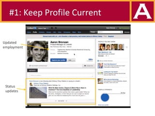 #1: Keep Profile Current
Updated
employment

Status
updates

 