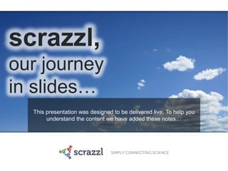 scrazzl,our journey in slides… This presentation was designed to be delivered live. To help you understand the content we have added these notes… 