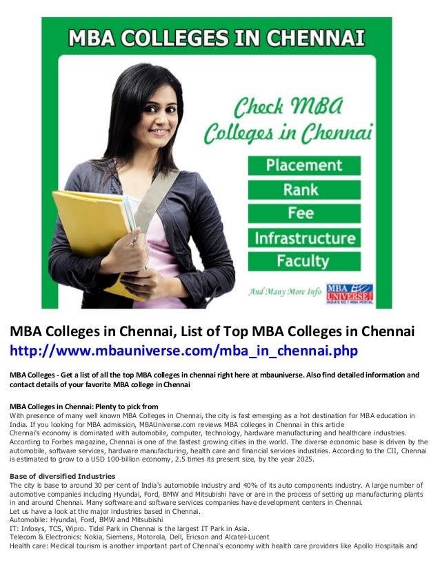 Mba colleges in chennai