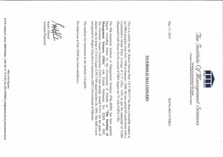 MBA completion Letter