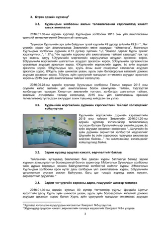 3
3. Бүрэн эрхийн хүрээнд3
3.1. Хуульчдын холбооны ажлын төлөвлөгөөний хэрэгжилтэд хяналт
тавьж ажиллалаа
2016.01.30-ны өд...