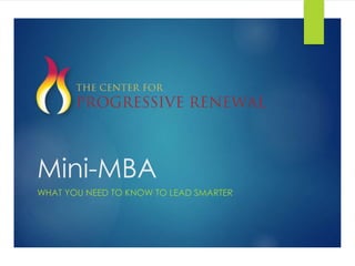 Mini-MBA 
WHAT YOU NEED TO KNOW TO LEAD SMARTER 
 