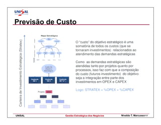 Previsão de Custo




UNISAL       Gestão Estratégica dos Negócios   Nivaldo T. Marcusso117
 
