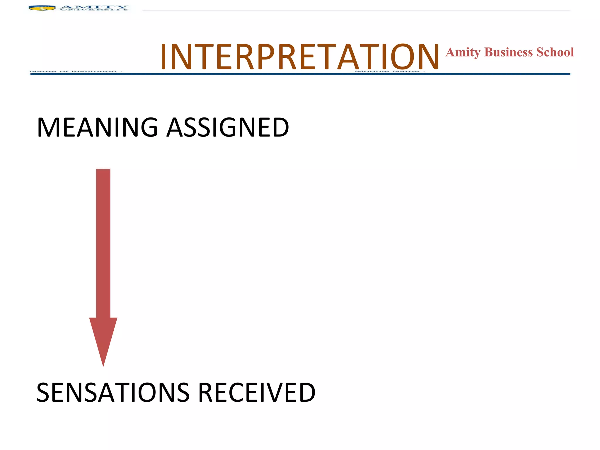 INTERPRETATION MEANING ASSIGNED SENSATIONS RECEIVED 