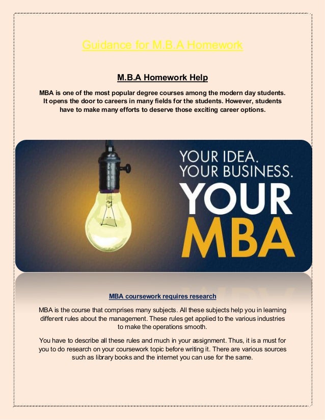 Mba assignments help