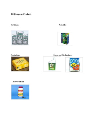 2.8 Company Products
Fertilisers Pesticides
Plantations Sugar and Bio-Products
Nutraceuticals
 