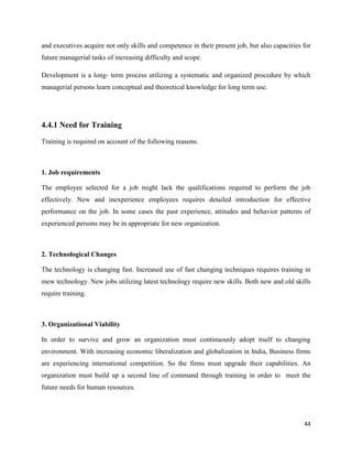MBA HR PROJECT REPORT ON TRAINING AND DEVELOPMENT | PDF