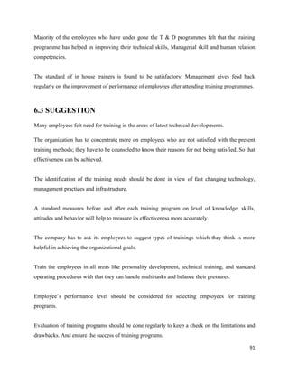 MBA HR PROJECT REPORT ON TRAINING AND DEVELOPMENT | PDF