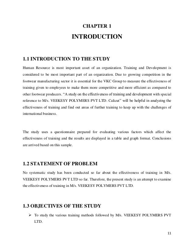 mba hr project report on training and development training format sample