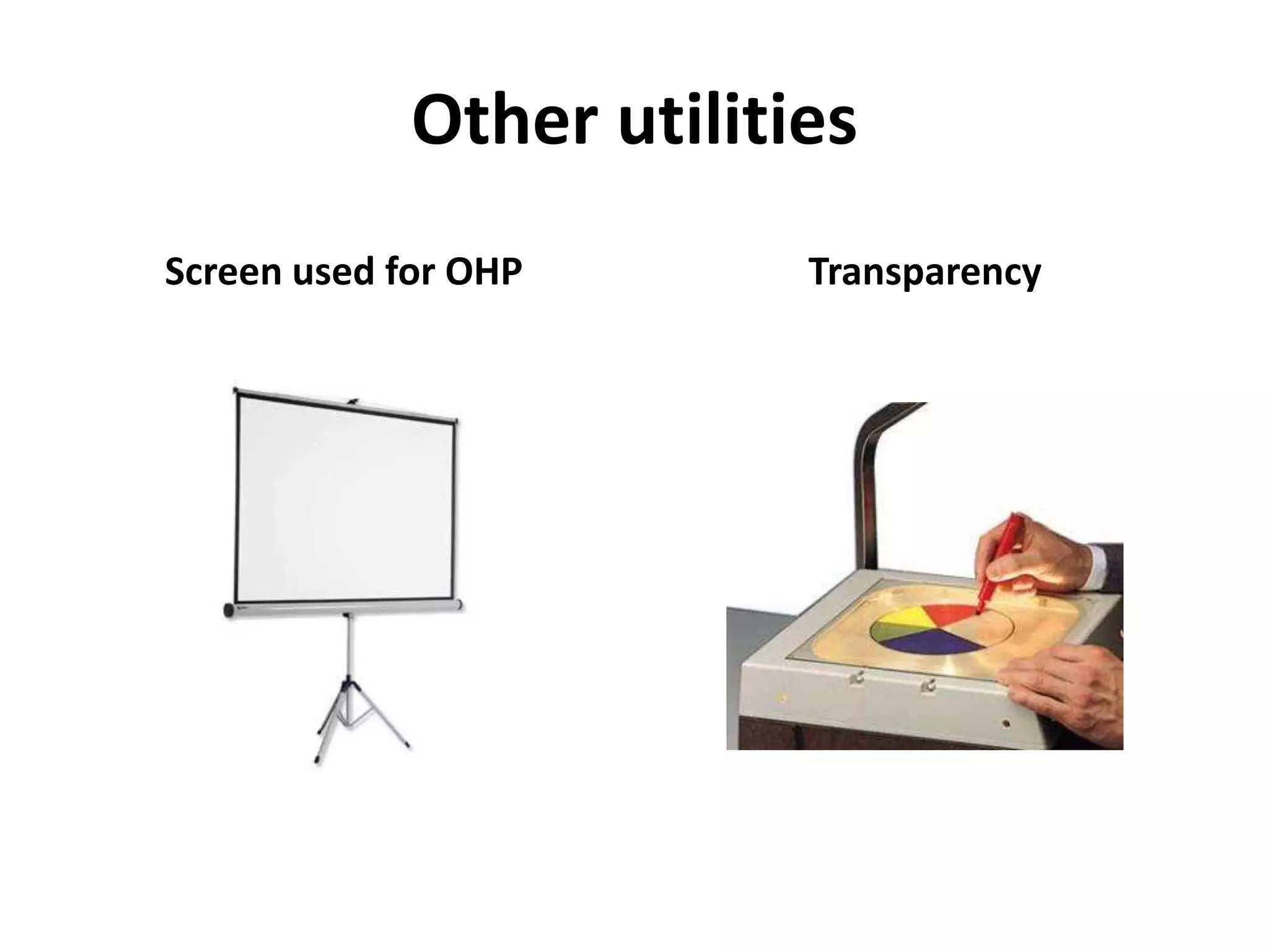 Other utilities
Screen used for OHP Transparency
 