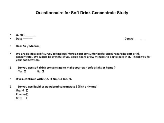 Consumer questionnaire for soft drinks 2 essay 07 image