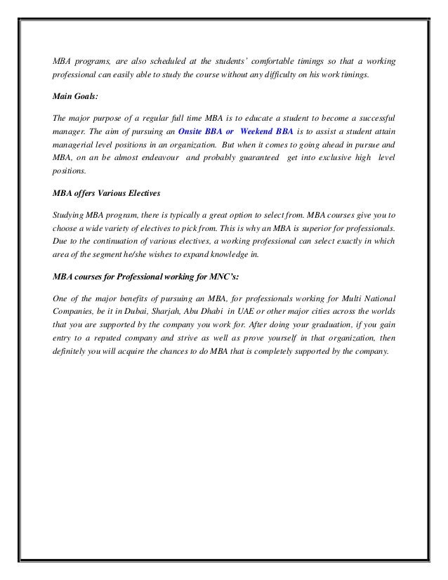 weekend mba programs