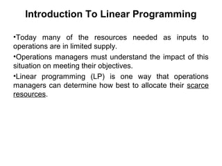 Mba i qt unit-1.3_linear programming in om | PPT | Business | Business ...