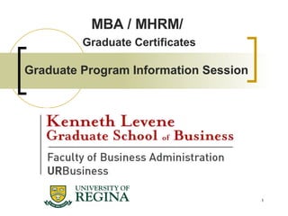 Graduate Program Information Session MBA / MHRM/  Graduate Certificates 