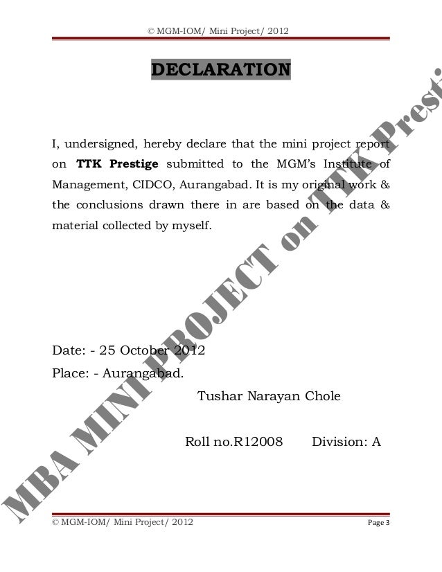 Mba Mini Project mba mini project by tushar n chole Mba Mini Project mba mini project by tushar n chole
