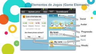Elementos de Jogos (Game Elements)
Rank
Level
Avatar
Social
Progressão
Missão
 