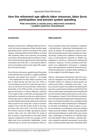 The retirement age and the pension system, the labor market and the ...
