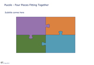 6712 Aug 2013
Puzzle - Four Pieces Fitting Together
Subtitle comes here
 