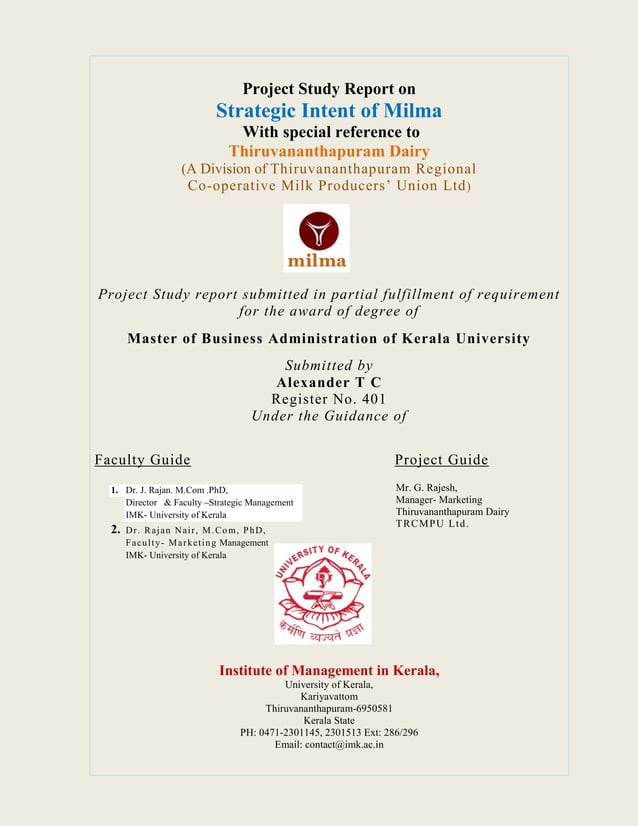 MBA -Project Study Report | PDF