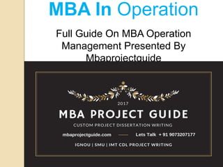MBA In Operations Management | PPT