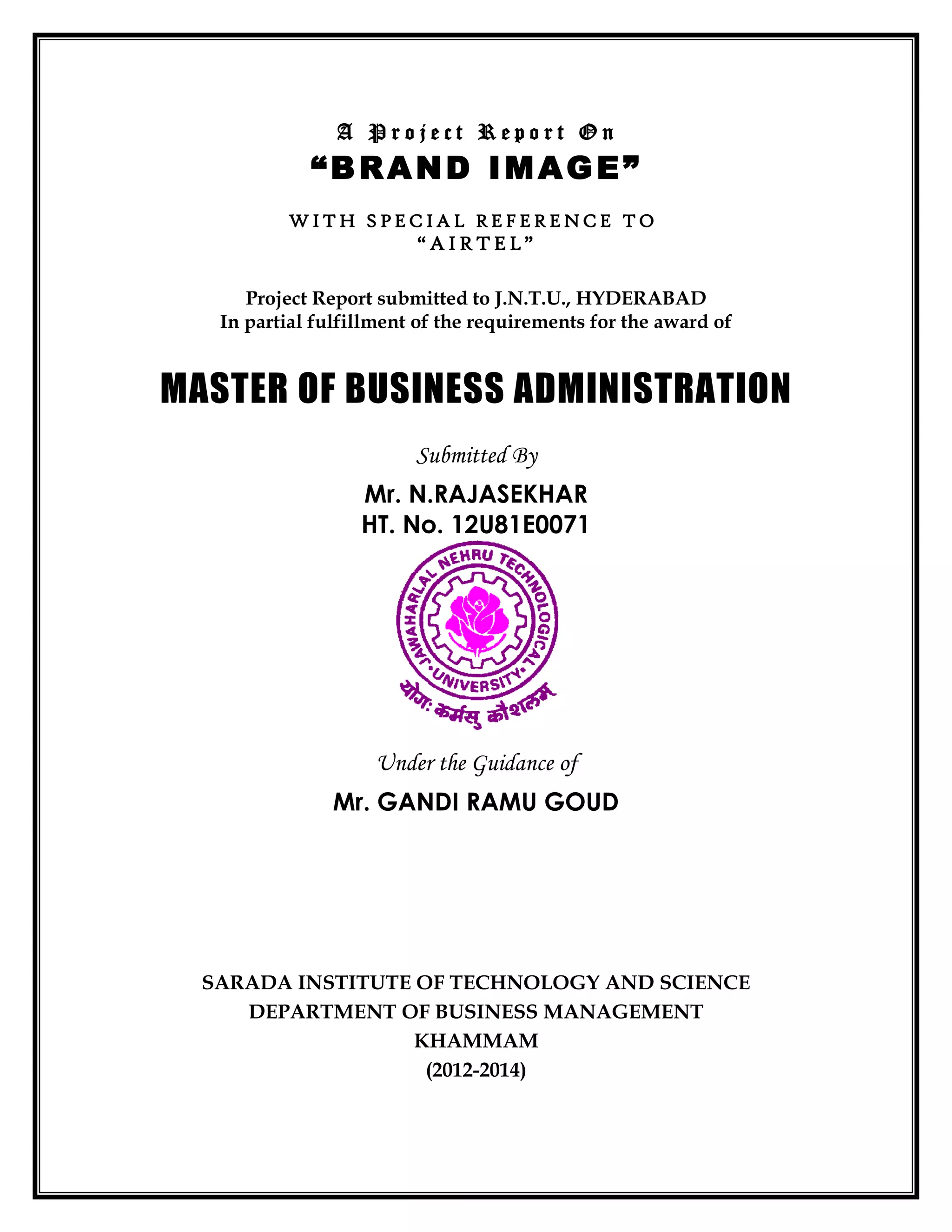 Mba project title pages karunaker | DOC