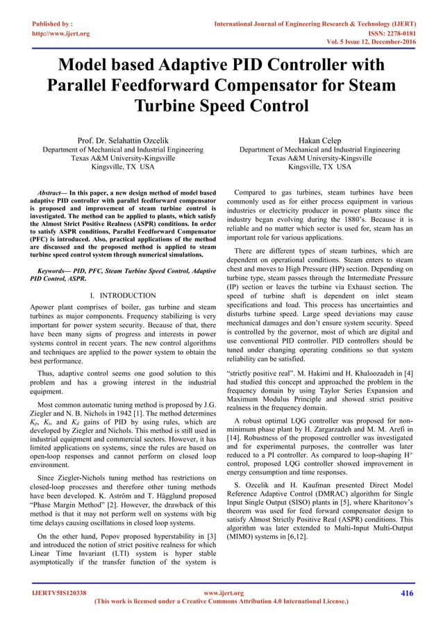 A New Adaptive PID Controller | PDF