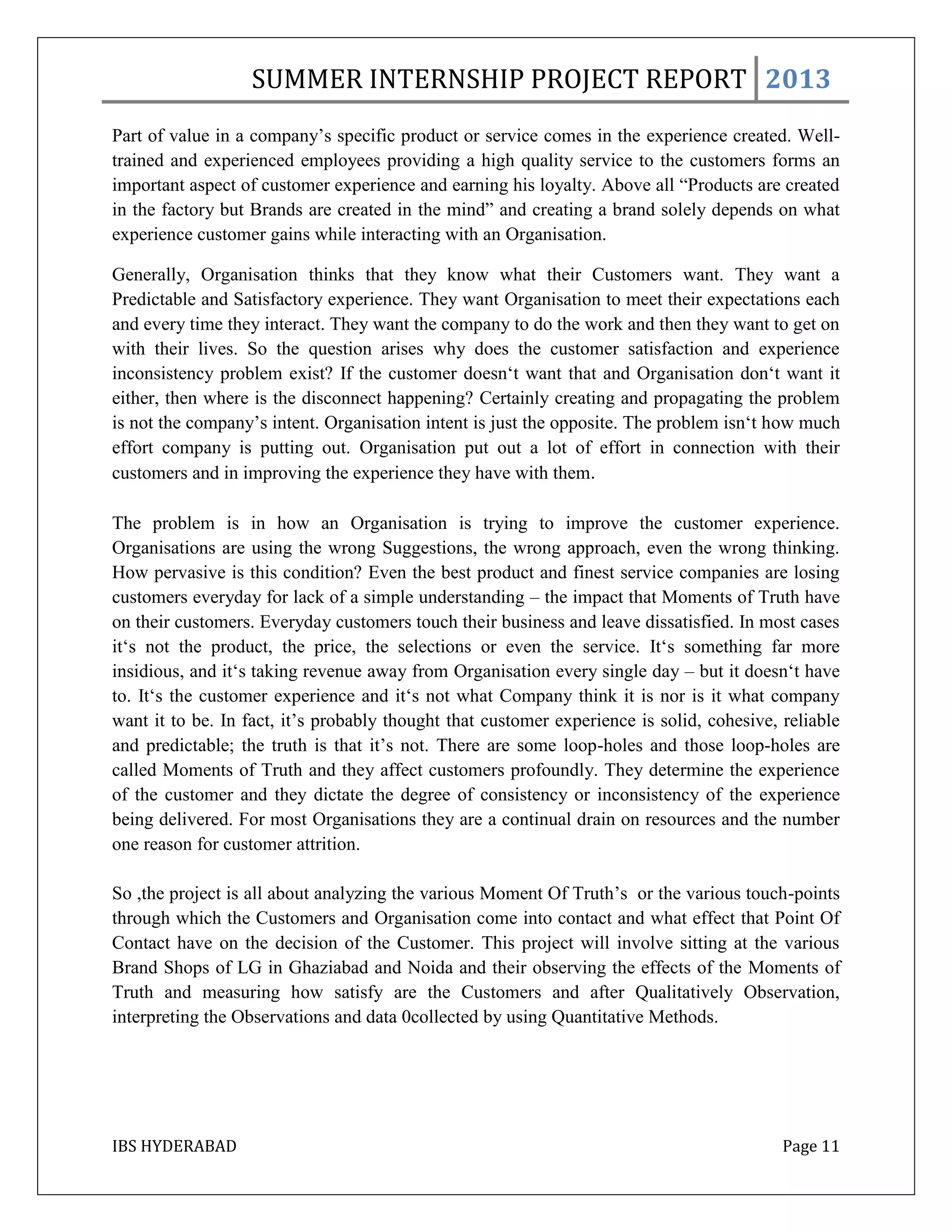 MBA Summer Internship Project Report | PDF