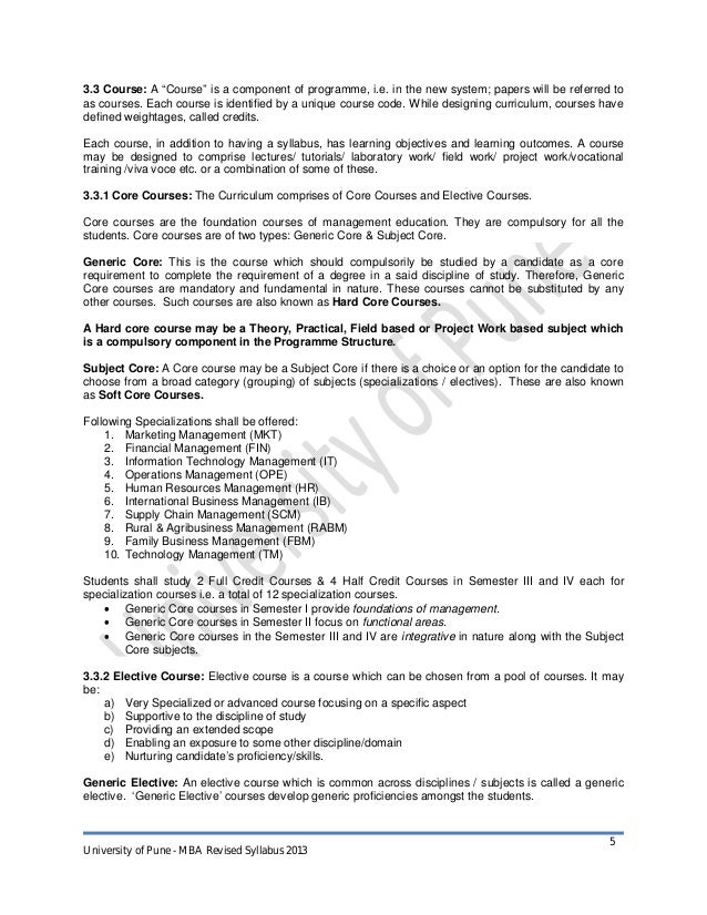 mba syllabus 2013 cbcgs pattern