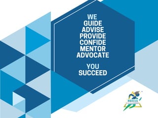 WE
GUIDE
ADVISE
PROVIDE
CONFIDE
MENTOR
ADVOCATE
YOU
SUCCEED
 