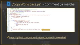 ./copyWorkspace.ps1 - Comment ça marche
https://github.com/Azure-Samples/powerbi-powershell
 