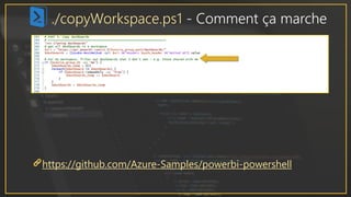./copyWorkspace.ps1 - Comment ça marche
https://github.com/Azure-Samples/powerbi-powershell
 