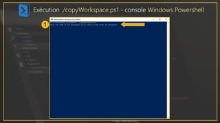 Exécution ./copyWorkspace.ps1 - console Windows Powershell
 